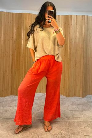 Bamba Bubble Cotton Trouser Watermelon