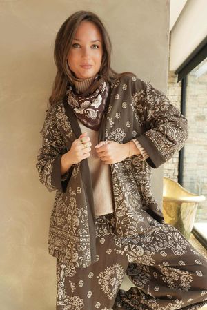 Bandana B Kimono Sweatshirt Jacket Chocolate