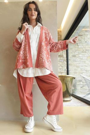 Bandana B Kimono Sweatshirt Jacket Indian Red