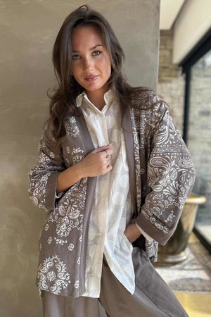 Bandana B Kimono Sweatshirt Jacket Mocha