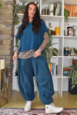 Basso Baby Cord Shirring Genie Pant Deep Teal
