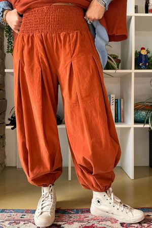 Basso Baby Cord Shirring Genie Pant Rust