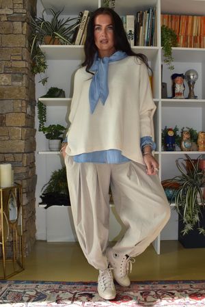 Basso Baby Cord Shirring Genie Pant Stone