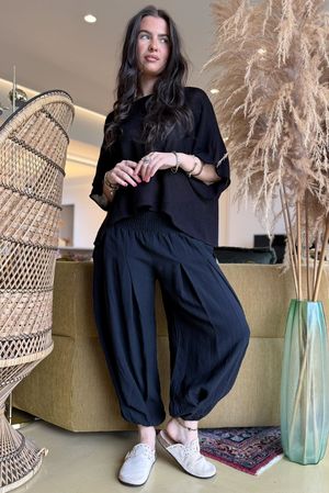 Pantalon Lagenlook Femme 100% Lin Italien - Taille Unique 12-16 - Neuf Avec étiquettes