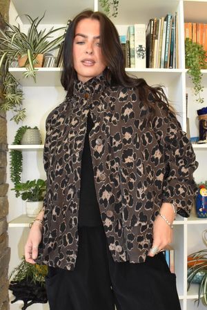 Bateau Needlecord Leopard Shacket Coffee Bean