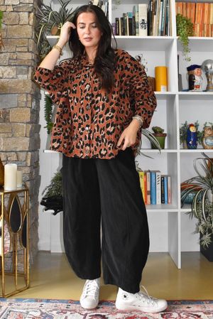 Bateau Needlecord Leopard Shacket Rust