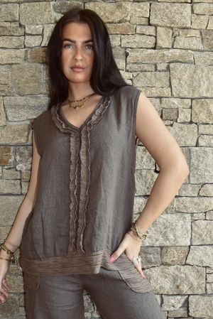 Benji Linen Wave Tank Mocha