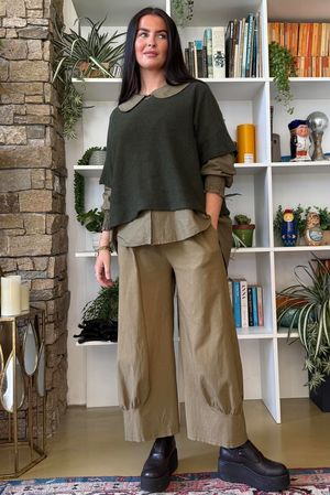 Bennie Quirky Barrel Pant Deep Olive