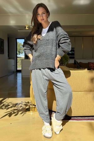 Bertie Boucle Stripe Slouch Knit Charcoal /16=