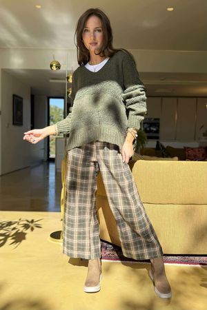 Bertie Boucle Stripe Slouch Knit Khaki /10=