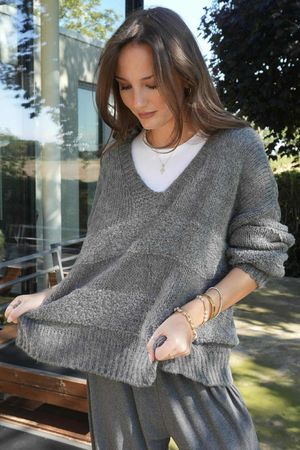 Bertie Boucle Stripe Slouch Knit Slate /13=