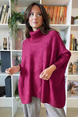 Beyond Terry Oversized Cowl Knit Aubergine