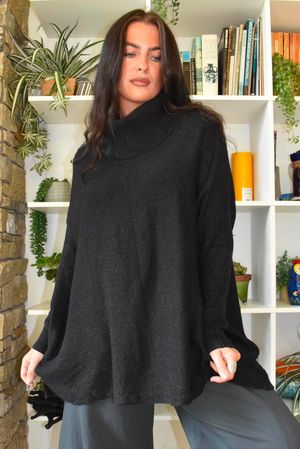 Beyond Terry Oversized Cowl Knit Black 