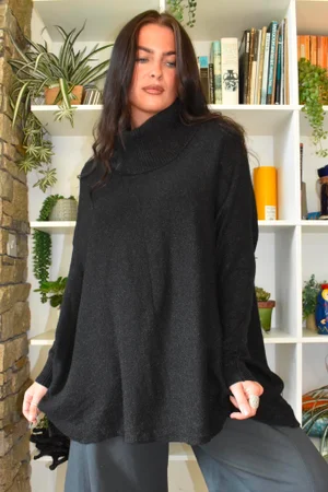 Beyond Terry Oversized Cowl Knit Black 