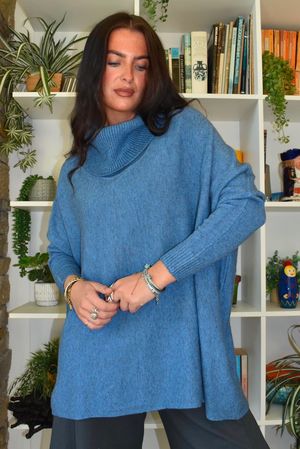 Beyond Terry Oversized Cowl Knit Denim