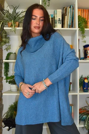 Beyond Terry Oversized Cowl Knit Denim