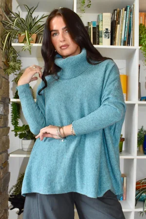 Beyond Terry Oversized Cowl Knit Duck Egg Marl