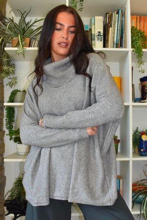 Beyond Terry Oversized Cowl Knit Grey Marl 