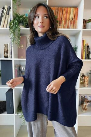 Beyond Terry Oversized Cowl Knit Navy
