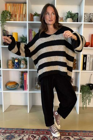 Big Softie Block Stripe Cobain Knit Black /13