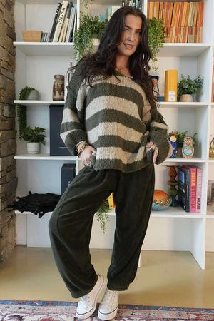 Big Softie Block Stripe Cobain Knit Khaki /6