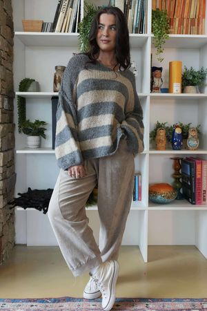 Big Softie Block Stripe Cobain Knit Steel /8