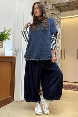 Big Softie Fringe Trapeze Knit Dark Denim /10 =