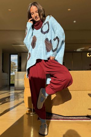 Big Softie Ombre Heart Slouch Knit Jumper Baby Blue