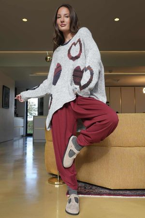 Big Softie Ombre Heart Slouch Knit Jumper Dove