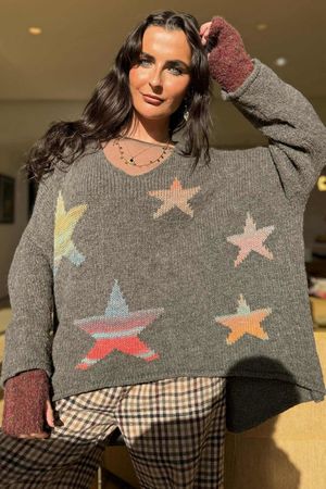 Big Softie Ombre Star Slouch Knit Jumper Earth