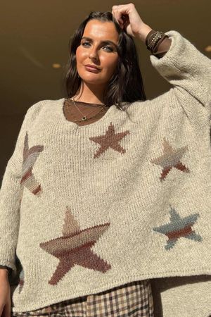 Big Softie Ombre Star Slouch Knit Jumper Oatmeal
