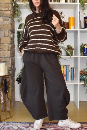 Big Softie Stripe Grunge Knit Chocolate & White