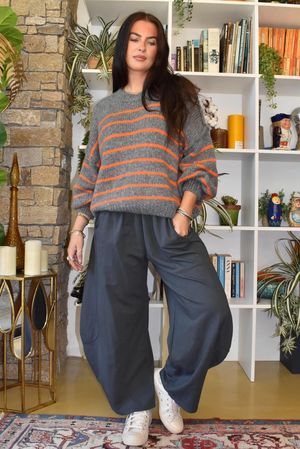 Big Softie Stripe Grunge Knit Grey Marl & Aperol