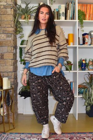 Big Softie Stripe Grunge Knit Oatmeal & Chocolate