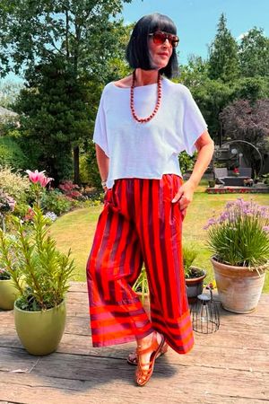 Bloc Stripe Wide Leg Pant Rioja & Rust