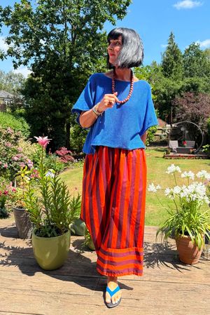 Bloc Stripe Wide Leg Pant Rioja & Rust