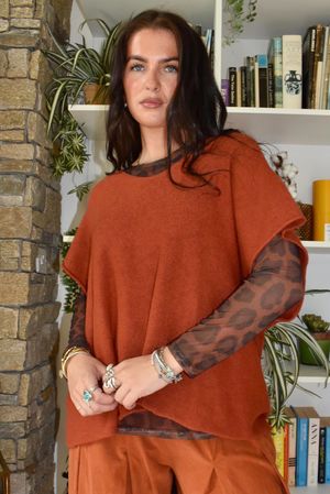 Bobby Mesh Layering Top Aliyah Leopard Russet
