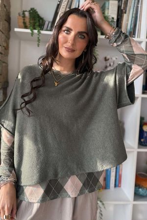 Bobby Mesh Layering Top Argyle B Soft Khaki