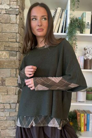 Bobby Mesh Layering Top Argyle Khaki