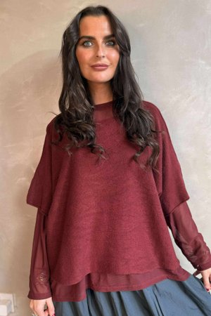 Bobby Mesh Layering Top Burgundy /14=
