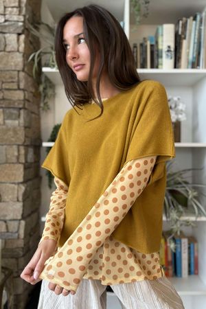 Bobby Mesh Layering Top Dopamine Dot Custard Ochre ~ - *