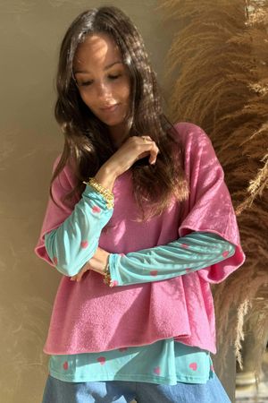 Bobby Mesh Layering Top Heart Aqua & Peony