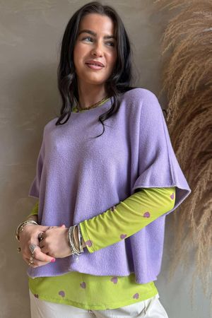 Bobby Mesh Layering Top Heart Lime & Lilac