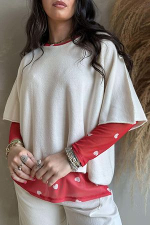 Bobby Mesh Layering Top Heart Red & Vanilla
