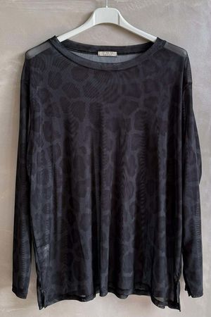 Bobby Mesh Layering Top Leopard Charcoal