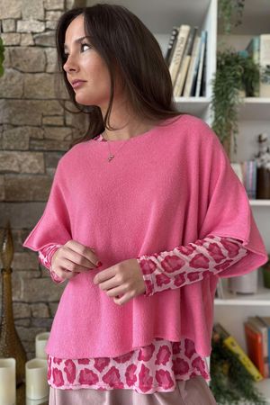 Bobby Mesh Layering Top Leopard Hot Pink /11=