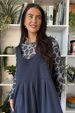 Bobby Mesh Layering Top Leopard Navy