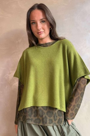 Bobby Mesh Layering Top Leopard Mucky Olive /20 pre order due approx 5 days