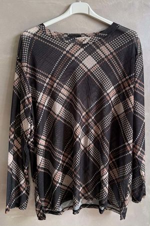 Bobby Mesh Layering Top Plaid 2 Black Camel /20=