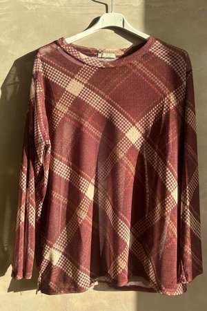 Bobby Mesh Layering Top Plaid Burgundy